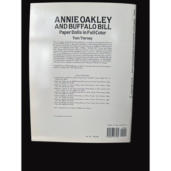 Annie Oakley And Buffalo Bill Paper Dolls In Full Color Book By Tom Tierney - Picture 2 of 7